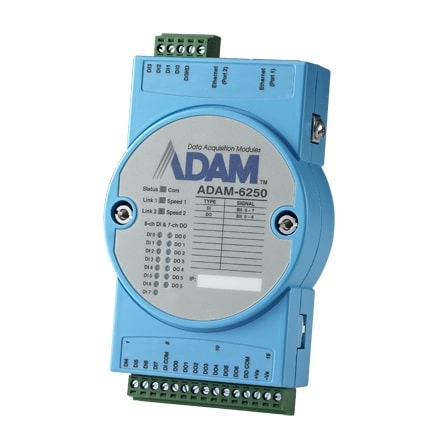 ADAM-6250-B - Daisy-Chain IoT Ethernet I/O-Modul isol. 8/7 Digital-IN/Out für Modbus/TCP, MQTT
