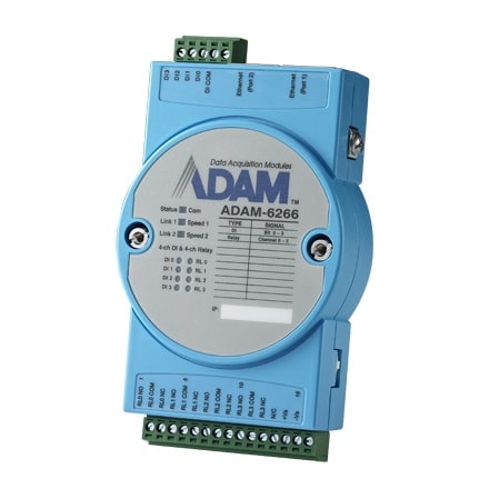 ADAM-6266-B - Daisy-Chain IoT Ethernet I/O-Modul 4 Relais, 4xDigital-IN f. Modbus/TCP, MQTT