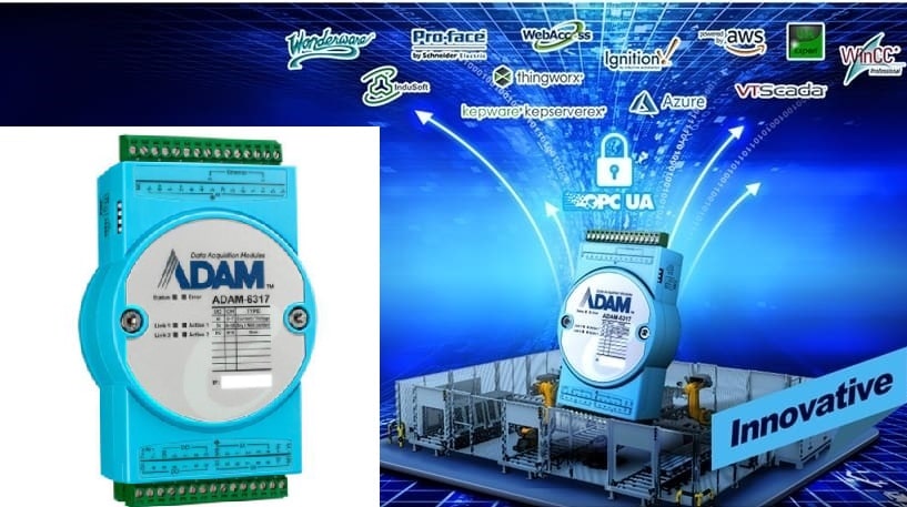 ADAM-6317-A1 - IoT OPC UA Ethernet I/O-Modul mit 8x analog In, 11x digital In &  10xdigital Out