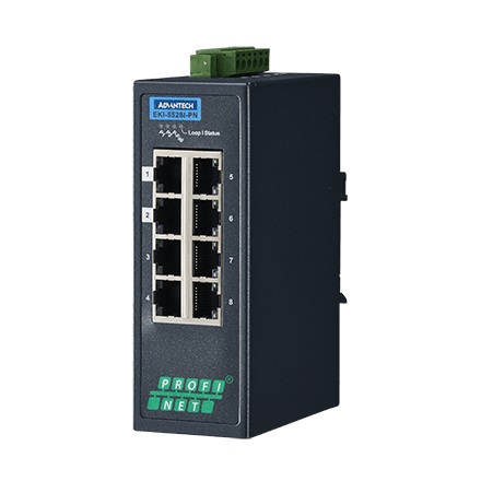 EKI-5528I-PN-AE - Managed Feldbus Switch mit 8x 10/100 Ports & PROFINET-Support +Temp