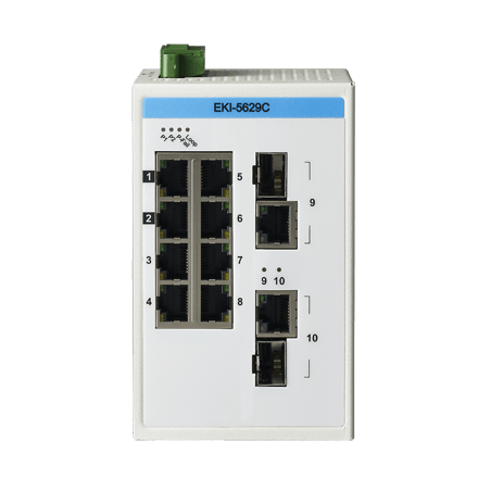EKI-5629CI-AE - Unmanaged Proview Switch mit 8 FE-RJ45 + 2 Gb-Combo-RJ45/SFP wide Temp