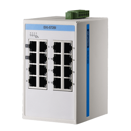 EKI-5726I-AE - Unmanaged ProView/SCADA Switch mit 16 Gb Ethernet Ports & SNMP Untersützung