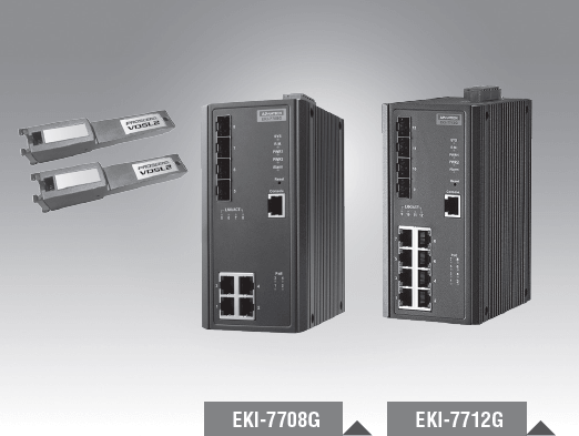 EKI-7708G-2FV-AE - Managed Industrie Switch mit 4x Gb + 2x Gb-SFP LAN Ports und 2x VDSL2 Ports
