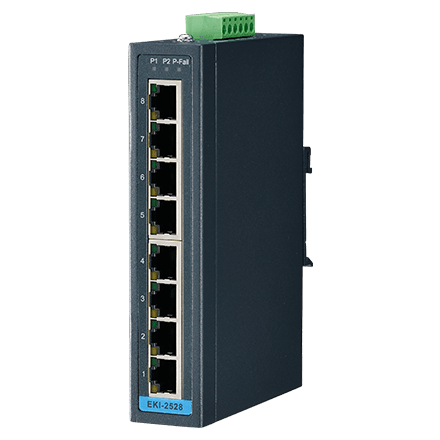 EKI-2528-BE - Unmanaged Switch mit 8 x 10/100 Ethernet Ports und 12 bis 48VDC