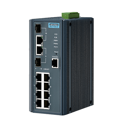 EKI-7710G-2C-AE - Managed Industrie Switch mit 8 x Gb & 2 x Gb Cu/SFP-Combo LAN Ports